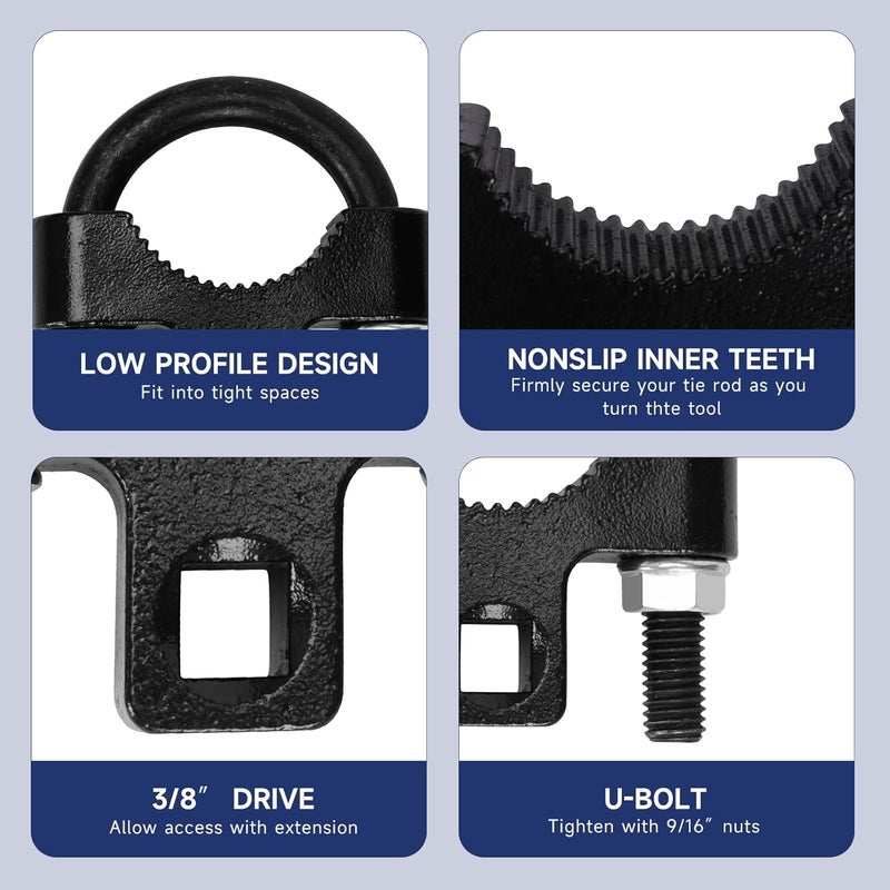 YZMLOL Inner Tie Rod Removal Tool,27-44mm Tie Rod End Hex Wrench Tool with 1/2" Drive and 3/8'' Low-Profile Inner Tie Rod U-Wrench Tool for Most Vehicles Inner Tie Rod Removal and Installation. - Image 5